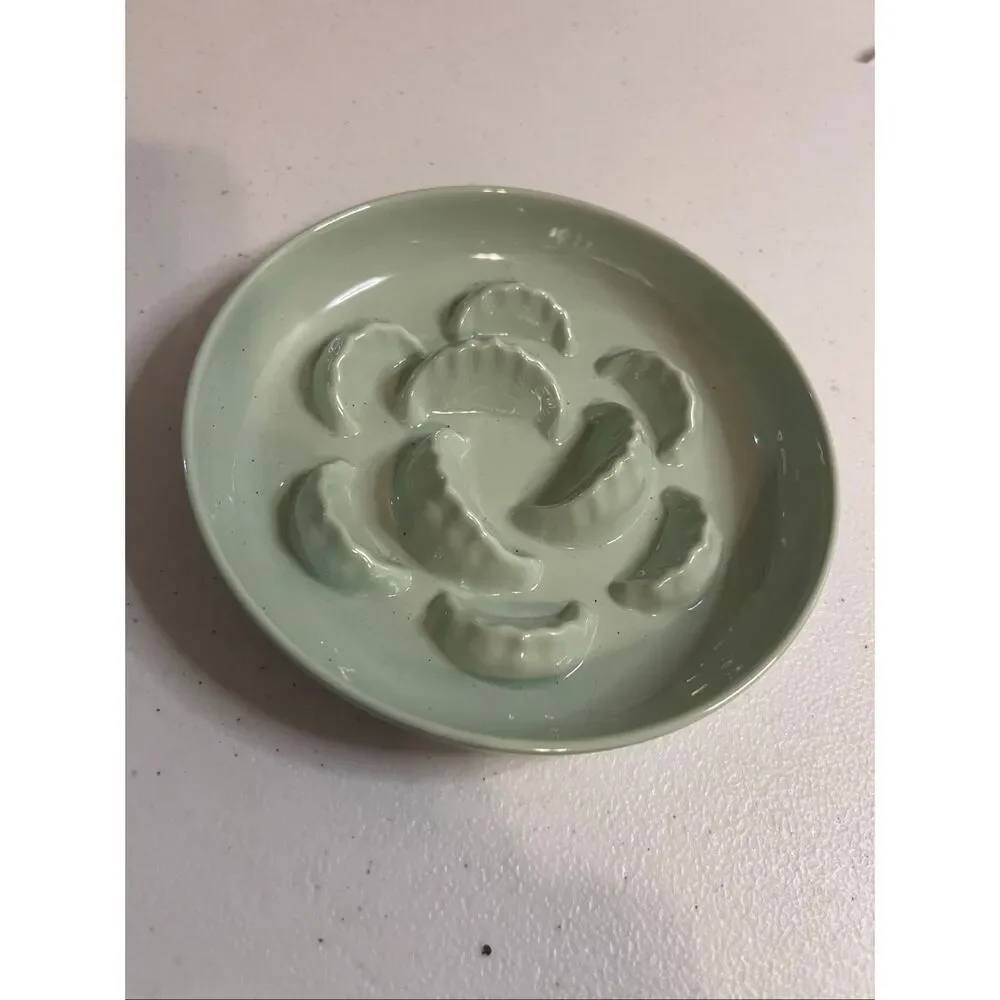 Dog plate for fast eaters mint green small 6”